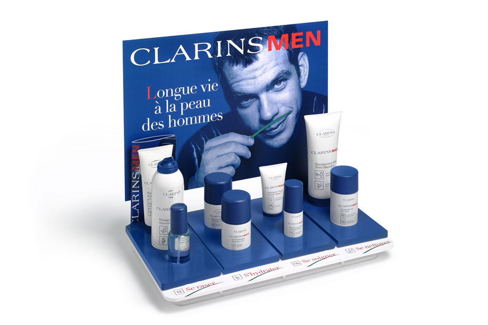 Cration de la PLV du lancement ClarinsMen