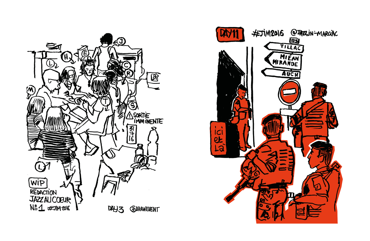 reportage dessiné - Jazz-In-Marciac 2016