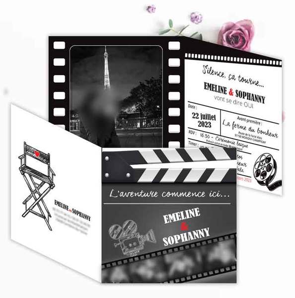 Cinéma carte faire part mariage