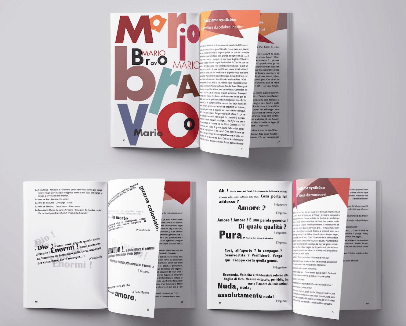 Trois doubles intérieures du livre Le souffleur nu