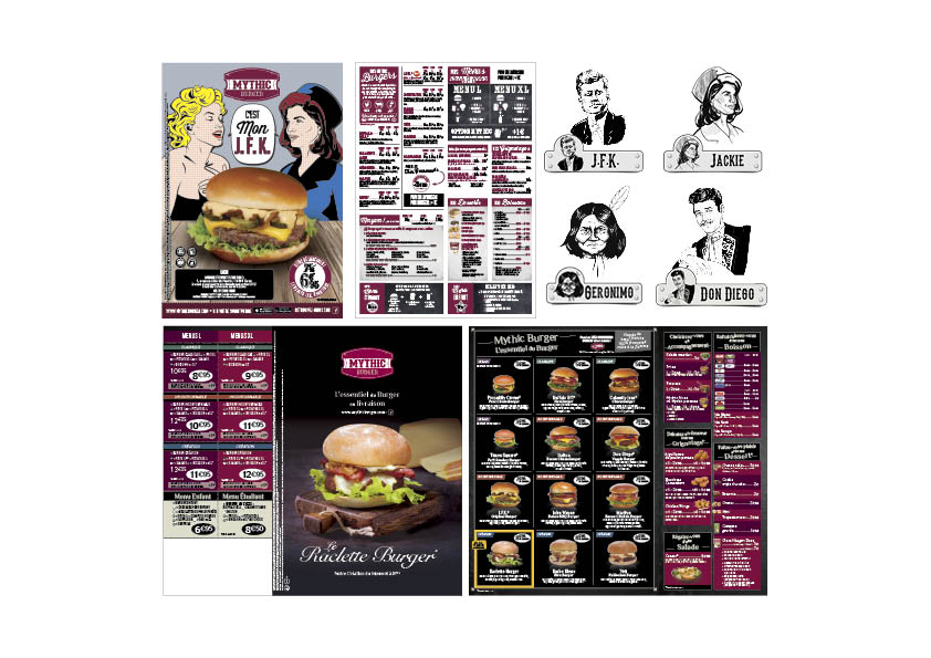 Flyers et dessins pour Mythic Burger