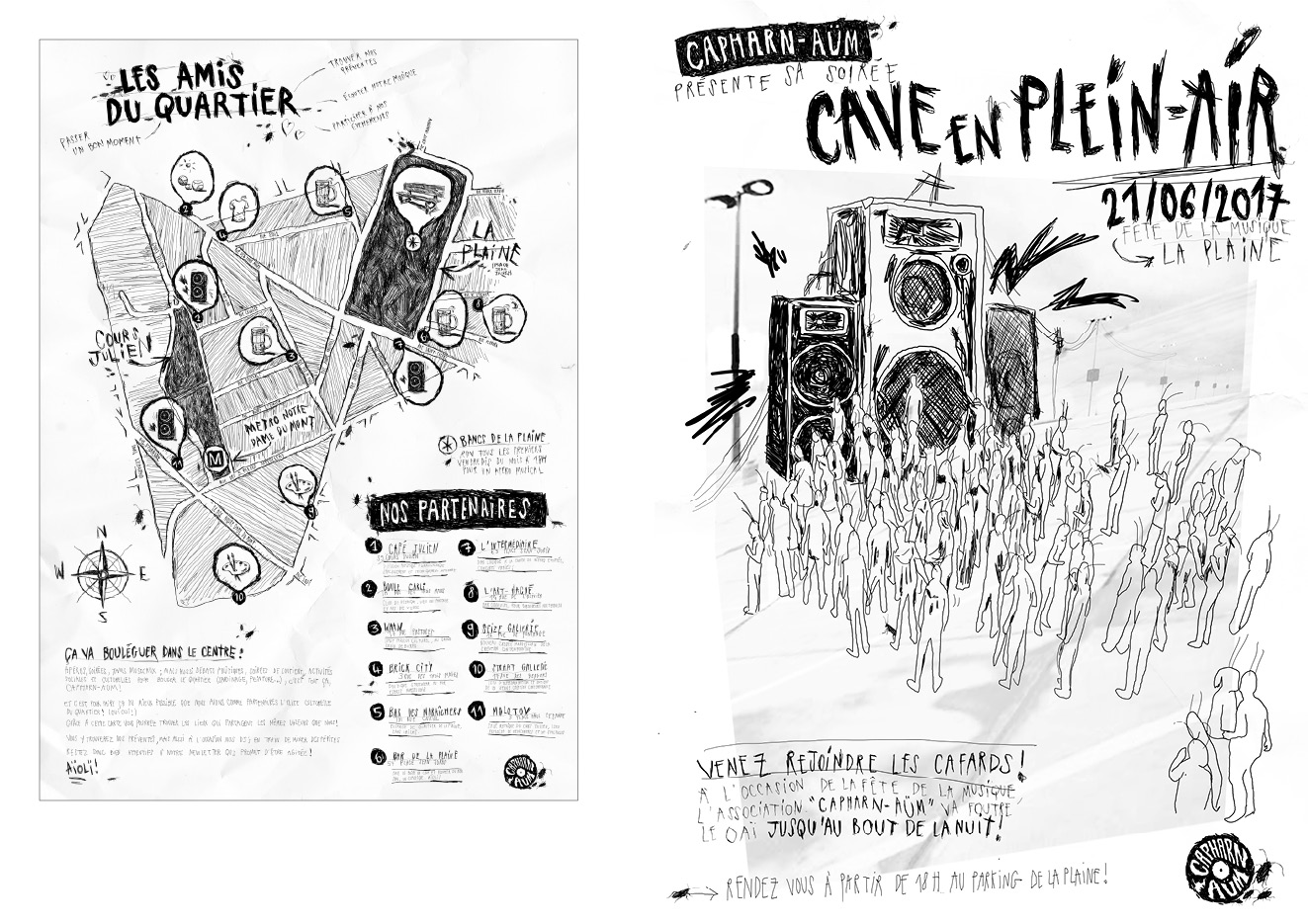 Plan et affiche de soirée Capharn-aüm