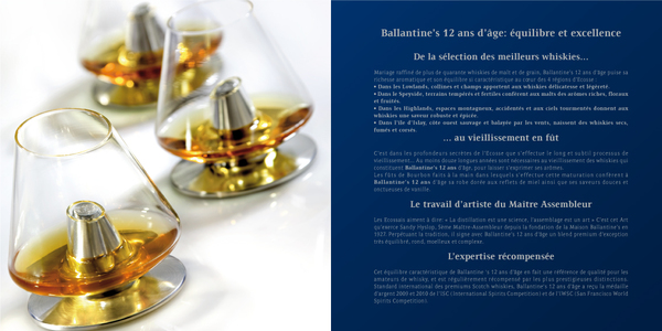 Coffret et leaflet pour Ballantines