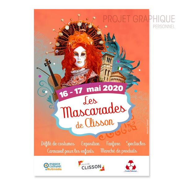 Affiche événementielle "Les Mascarades de Clisson" - Projet personnel