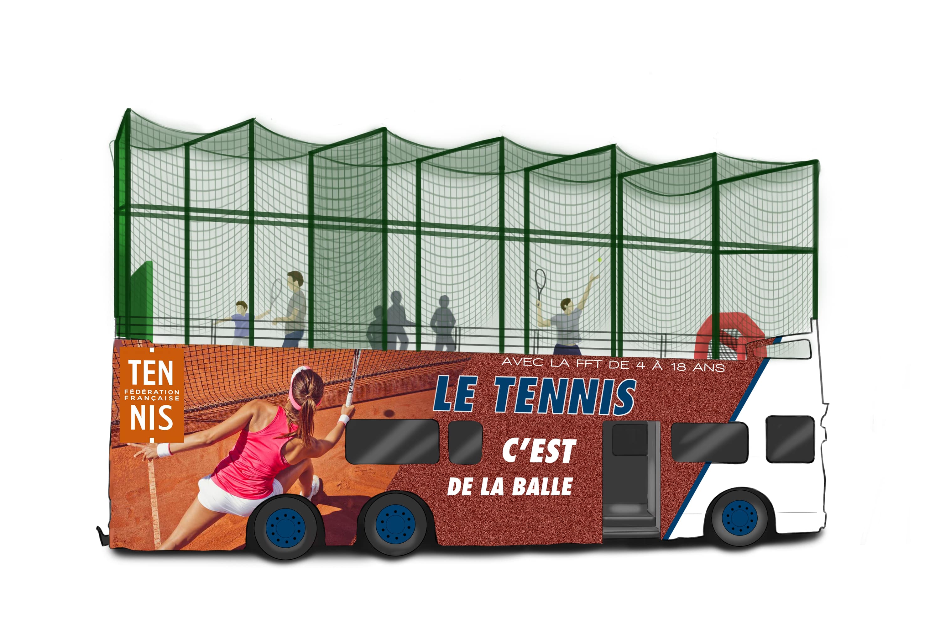 Mock up d'un bus pour la Fédération Française de Tennis