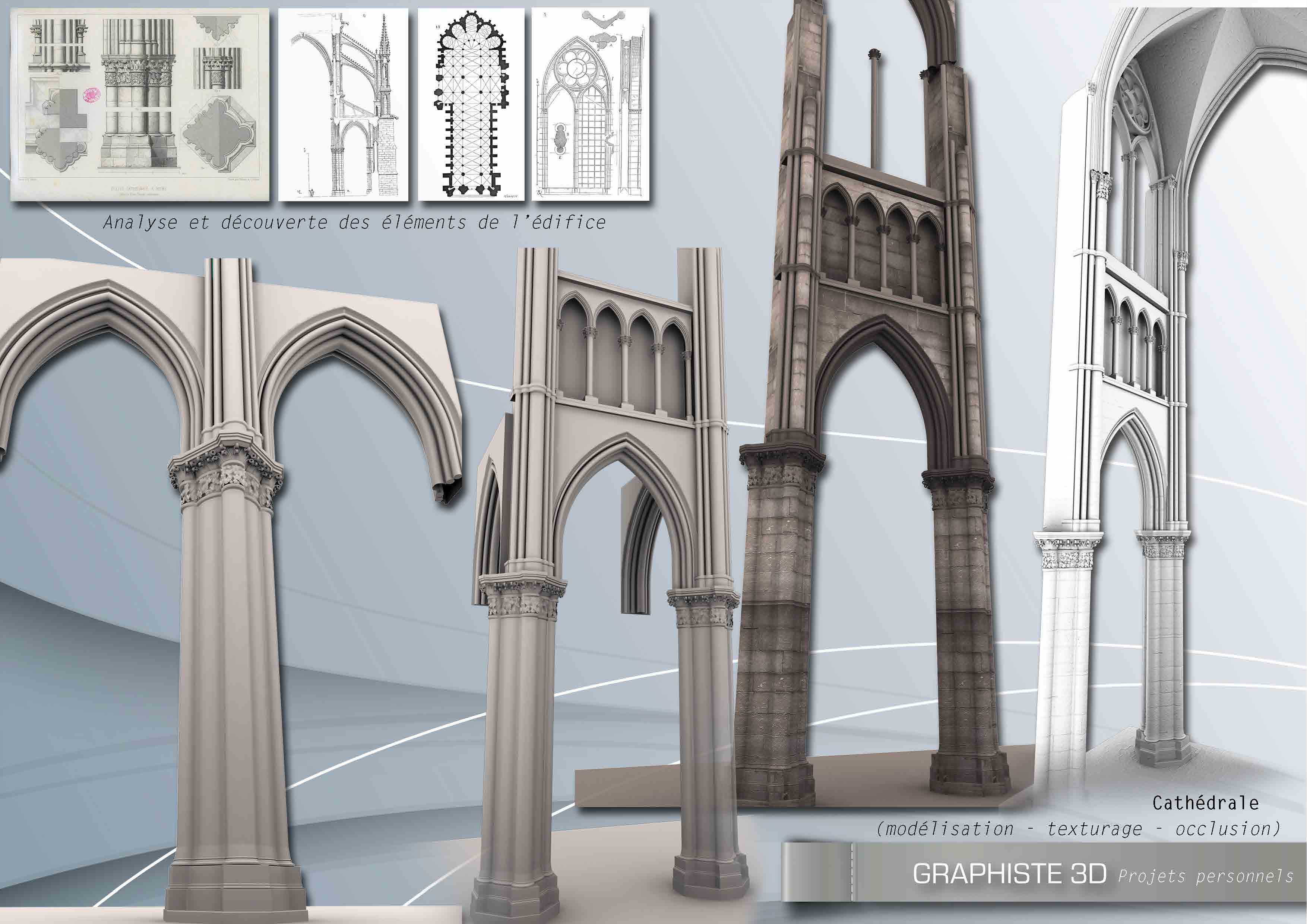 Etude 3D pour modlisation d'une cathdrale sous 3DsMax