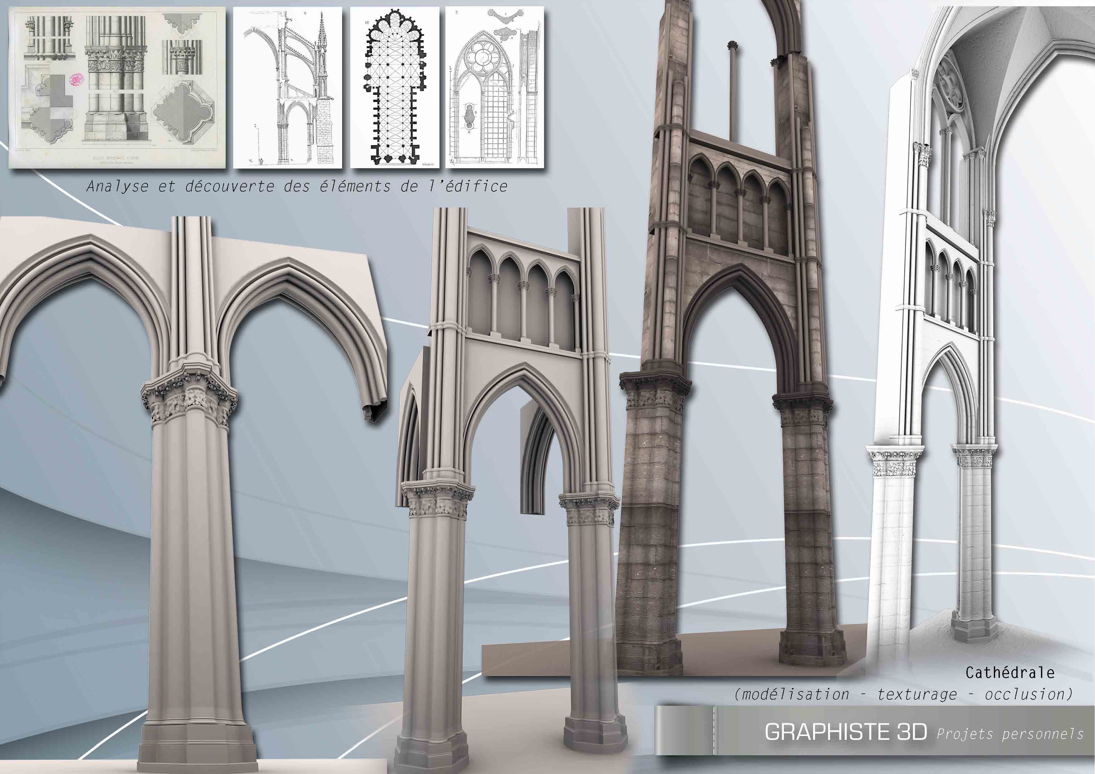 Etude 3D pour modélisation d'une cathédrale sous 3DsMax