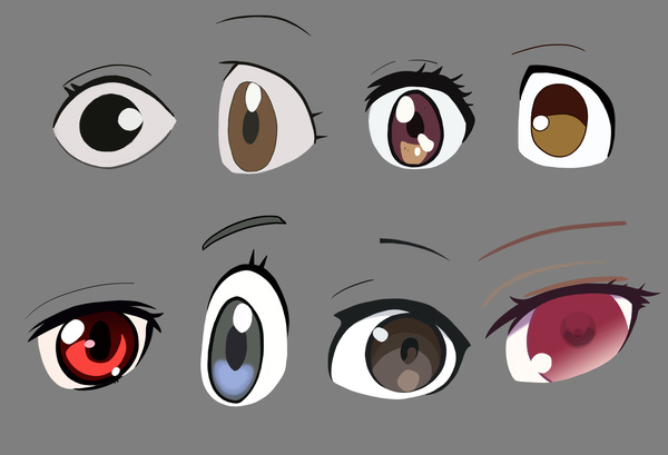 Dessins d'entraînement d'yeux réalisés sur tablette graphique