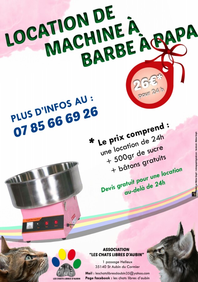 Affiche location de machine a barbe à papa